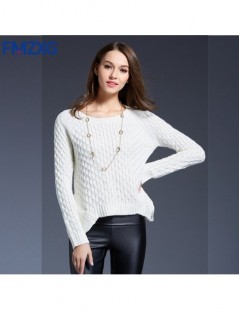 Pullovers 2018 Winter Chic Irregular White Blue Knitted Sweater Women Casual Long Sleeve Tops Skinny High Elastic Jumper Pull...