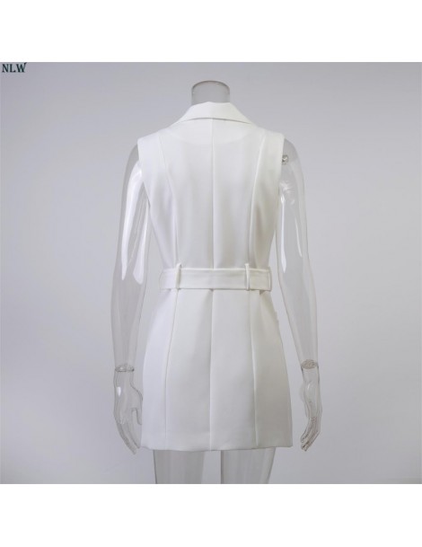 Vests & Waistcoats White Black Long Vest Blazer Women Notched Sleeveless Summer Blazer Dress 2019 Elegant Formal Office Blaze...