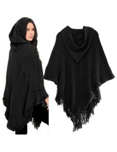 Cloak Casual Women Sweater Hooded Poncho And Cape Knitted Sweaters Tassel Pullover Solid Sweater Women Poncho And Capes Warm ...