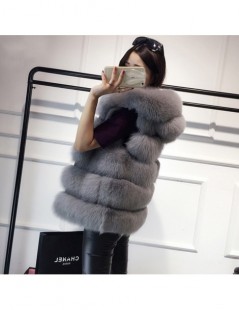 Real Fur High quality Fur Vest coat Luxury Faux Fox Warm Women Coat Vests Winter Fashion furs Women's Coats Jacket - Black - ...