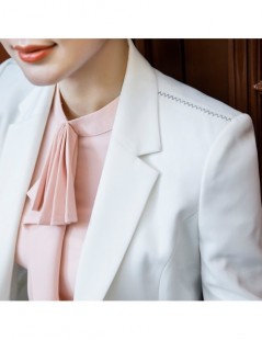 Pant Suits New 2019 Two Pieces Set Women Pant Suit Size S-4XL White Jacket Blazer With Pant Office Lady Work Wear Suits - Blu...