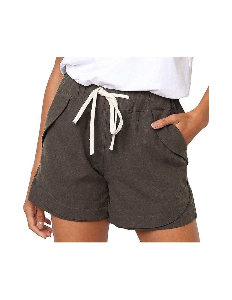 2019 Summer New Women's Shorts Beach hot sale Europe Style Drawstring Elastic Waist Cotton Casual shorts women SP398 - Khaki...