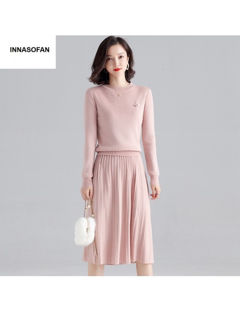 Women's Sets knit suit women Autumn Winter suit Euro-American fashion chic two piece long-sleeved sweater and pleated skirt -...