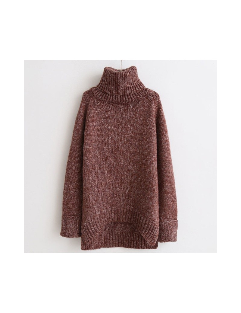 Pullovers 2019 Autumn Winter Korean Long Sweater Women Turtleneck Loose Pullover Knit Sweater Solid Wild Fashion Female Tops ...