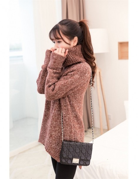 Pullovers 2019 Autumn Winter Korean Long Sweater Women Turtleneck Loose Pullover Knit Sweater Solid Wild Fashion Female Tops ...