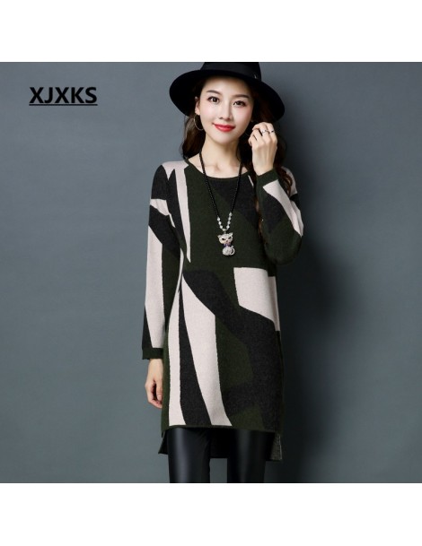 Pullovers Female Casual Long Sweater Pullover Round Neck Knitting Autumn M-XXL Color Patchwork Women Pullover Sweaters - Bric...