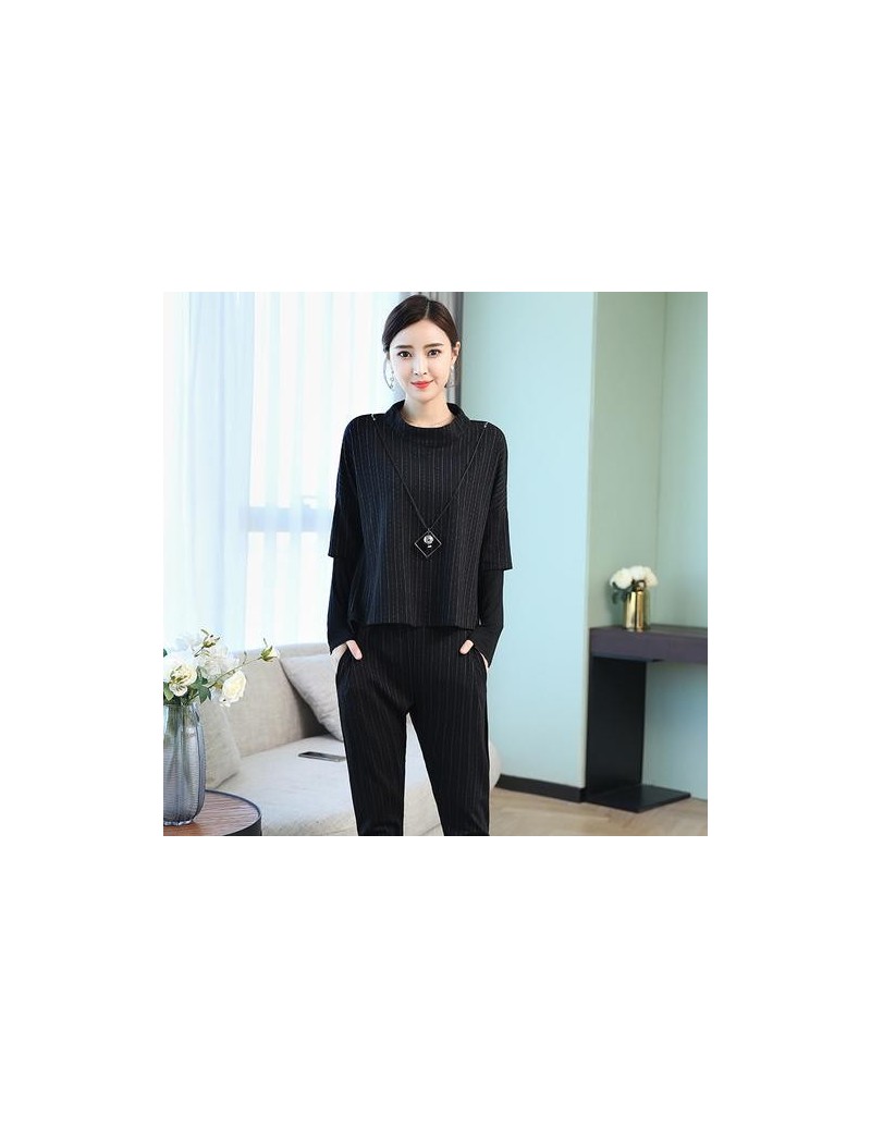 Women's Sets Spring Autumn Two Piece Set Women Fake Two Pieces Tops With Necklace And Harem Pants Sets Suits Korean Casual Of...