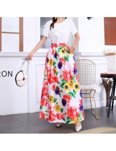 Skirts Summer Skirts Womens 2019 Autumn Fashion Foral High Waist Pleated Elastic Waist A Line Long Maxi Skirts For Women with...