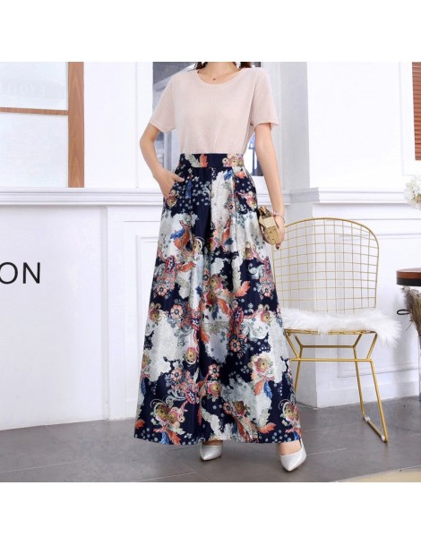 Skirts Summer Skirts Womens 2019 Autumn Fashion Foral High Waist Pleated Elastic Waist A Line Long Maxi Skirts For Women with...