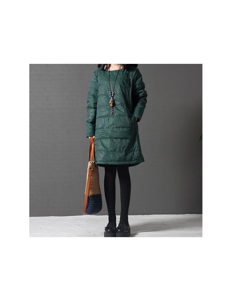 Dresses 2018 Hot Style Autumn Women Dress Vintage Loose Long Sleeve Quilted dress Vestidos Robe Elbise DF409 - Green - 4D3064...