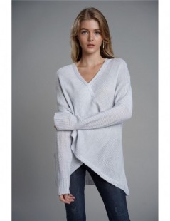 Pullovers Fashion Pullovers high quality Women's Criss Cross Wrap Front V Neck Long Sleeve Knit Sweater Jumper - Khaki - 4O39...