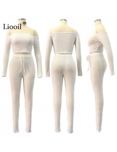 Jumpsuits Two Piece Ribbed Sexy Jumpsuits For Women 2019 Long Sleeve Off Shoulder Backless Party Bodycon Rompers Womens Jumps...