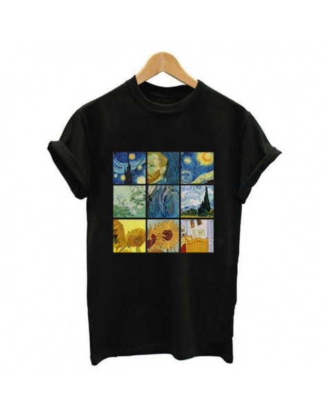 T-Shirts 2019 New Women Fashion Tumblr T-shirt Harajuku Print Short Sleeve O-neck Top Shirt Van Gogh Art Tees For Women 9 Sty...