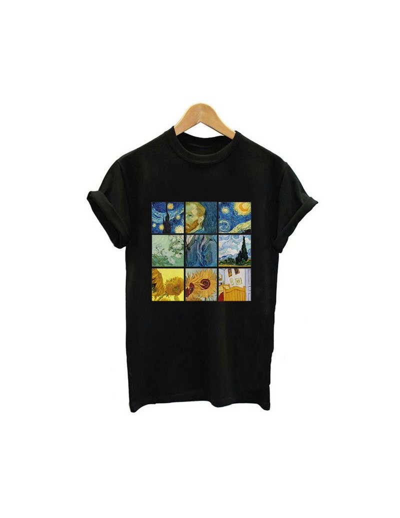 2019 New Women Fashion Tumblr T-shirt Harajuku Print Short Sleeve O-neck Top Shirt Van Gogh Art Tees For Women 9 Style - 119...
