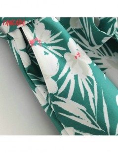 Jumpsuits womens green jumpsuit flower print ankle length pants with belt ladies overalls jumpsuits summer beach playsuits 3Y...