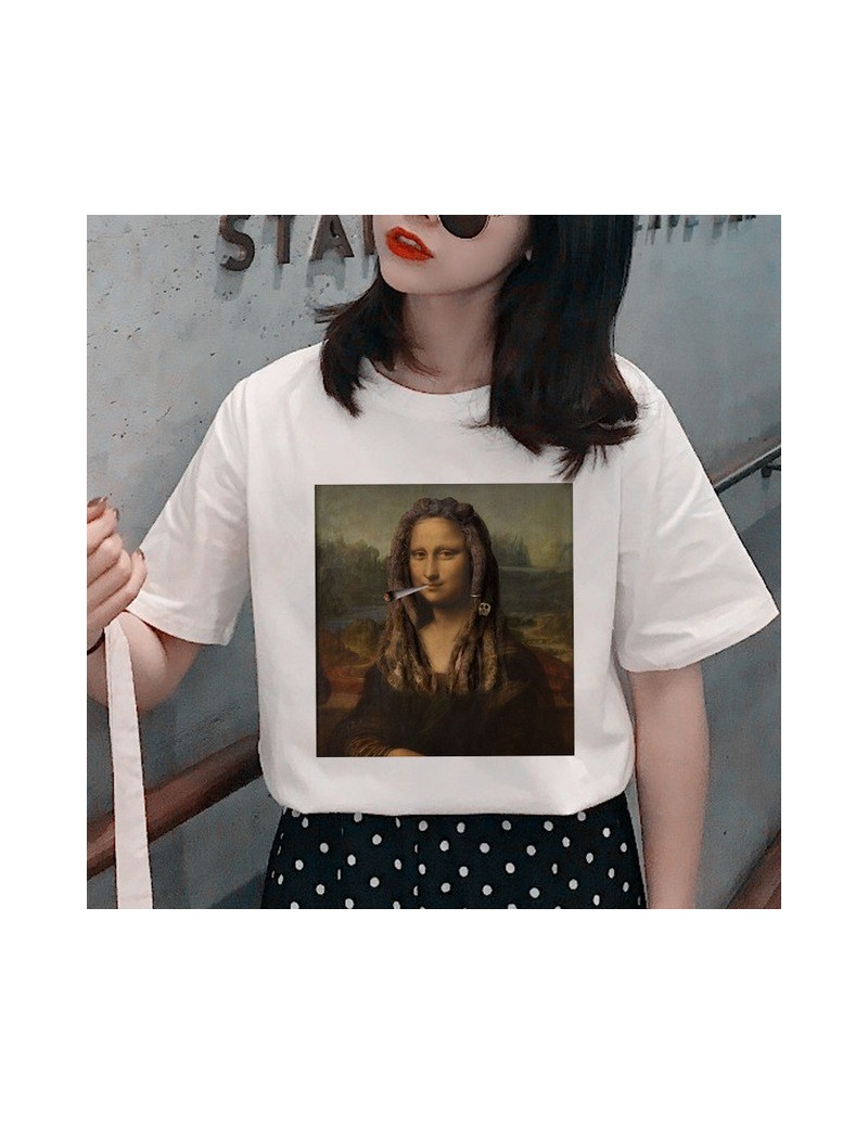 Harajuku Mona Lisa Funny Print T Shirts Women Grunge Aesthetic T-shirt Ullzang Graphic Korean Tshirt 90s Vintage Top Tees Fe...