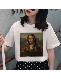 T-Shirts Harajuku Mona Lisa Funny Print T Shirts Women Grunge Aesthetic T-shirt Ullzang Graphic Korean Tshirt 90s Vintage Top...
