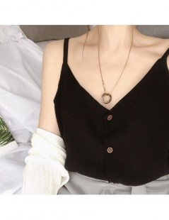Tank Tops Korean version of the small fresh single-breasted solid color wild sexy sling top adjustable V-neck fashion casual ...