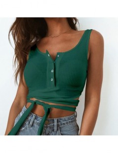Tank Tops Sexy Bandage Knitted Crop Top Women Summer Fashion Sleeveless Lace Up T-Shirt Tank Top Female Slim Club Party Camis...