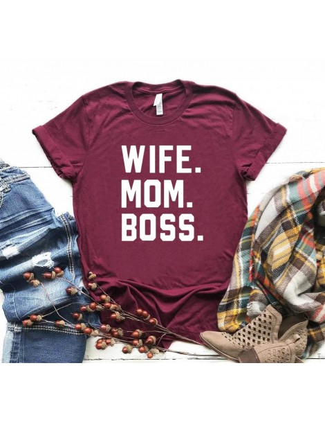 T-Shirts WIFE MOM BOSS Letters Print Women tshirt Cotton Casual Funny t shirt For Lady Girl Top Tee Hipster Drop Ship S-1 - B...