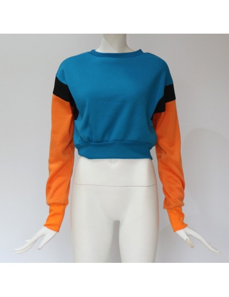 Hoodies & Sweatshirts New Women Spring Autumn 4 Colors Hoodies Long Sleeve Crop Top Sweatshirt Streetwear Cropped Patchwork C...