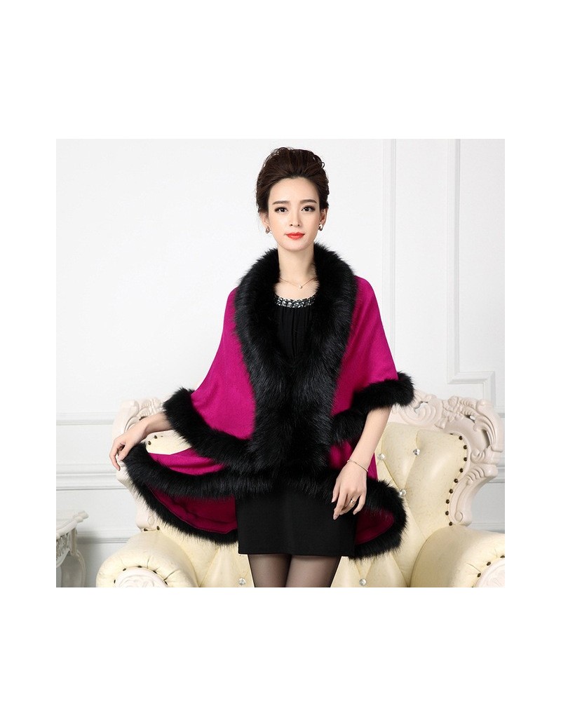 Women Faux Fur Coat Long Purple Cardigan Sweater Cape Shawl Luxury Faux Fur Collar Knitted Sweater Spring Capes And Poncho -...