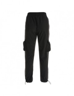 Harajuku Casual Black Cargo Pants Women Stripes Elastic High Waist Pants Capris Streetwear Korean Sweatpants Joggers - Black...