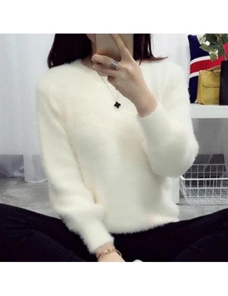 Pullovers 2019 Sweater Women Fashion Casual Simple Lantern Sleeve Solid Color Loose Comfort Cashmere Knitting Mohair Fur Pull...