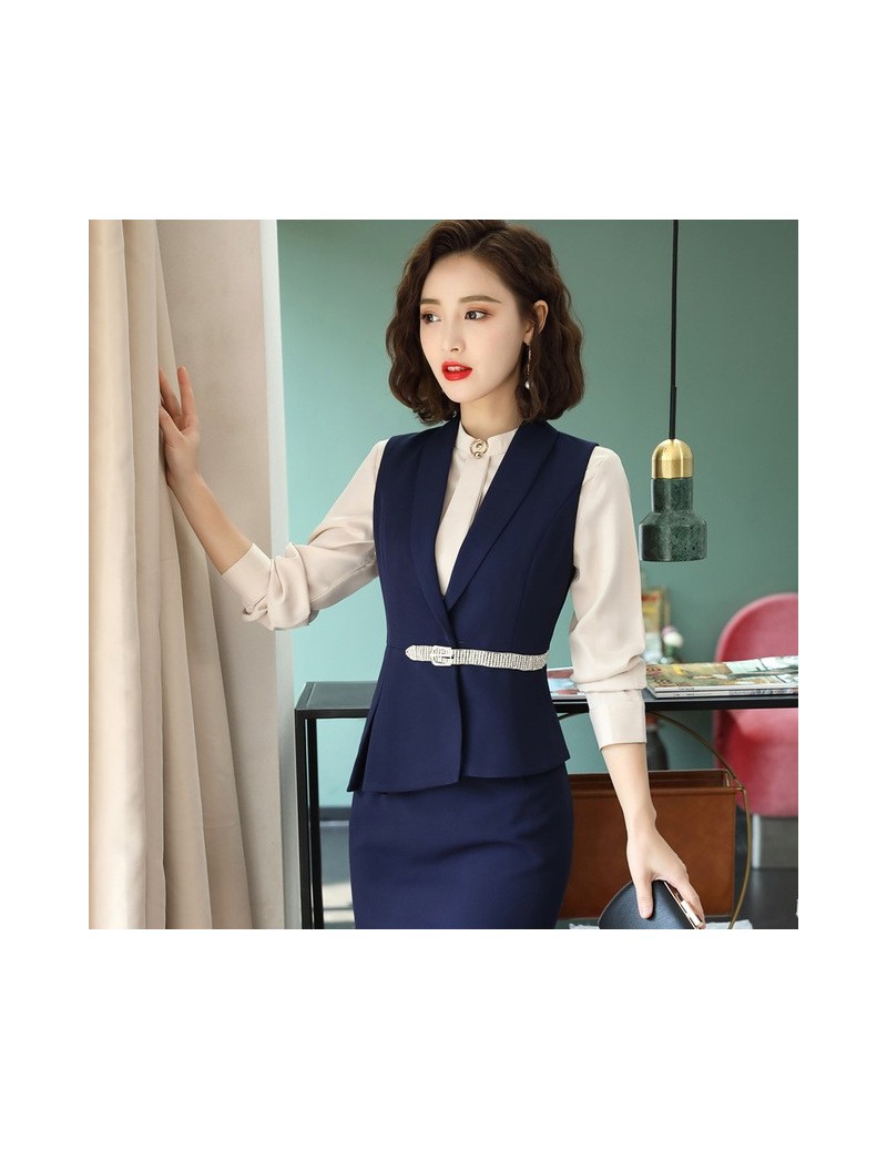 Skirt Suits New Style purple ladies suits for office skirt and tops Waistcoat Uniform Skirt Suit Work Wear plus size suits wi...