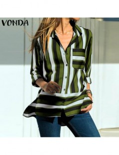 Blouses & Shirts Women Blouse 2019 Autumn Sexy Turn-down Collar Long Sleeve Tops Elegant Ladies Striped Shirt Casual Loose Bl...