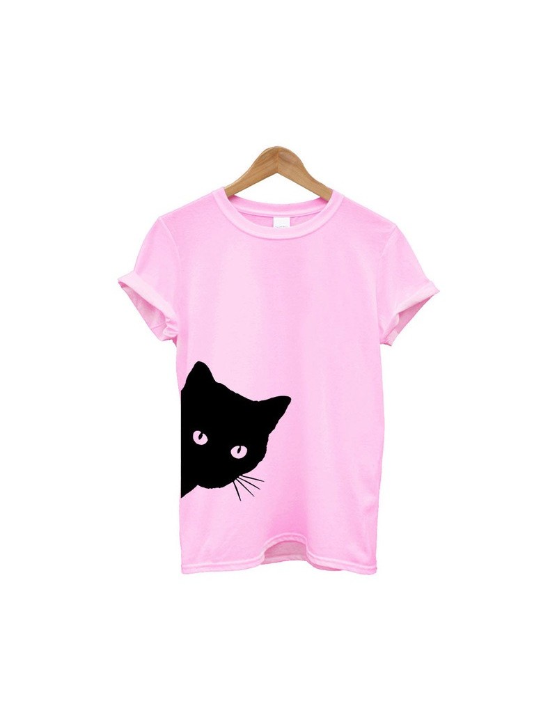 cat looking out side Print Women tshirt Cotton Casual Funny t shirt Lady Girl Top Tee Hipster Tumblr Drop Ship Z-1056 - Pink...