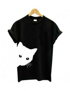 T-Shirts cat looking out side Print Women tshirt Cotton Casual Funny t shirt Lady Girl Top Tee Hipster Tumblr Drop Ship Z-105...