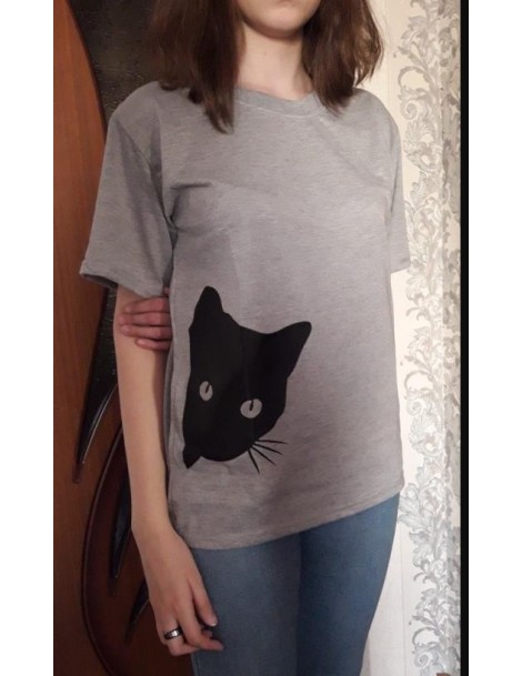 T-Shirts cat looking out side Print Women tshirt Cotton Casual Funny t shirt Lady Girl Top Tee Hipster Tumblr Drop Ship Z-105...