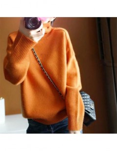 Pullovers Winter Turtleneck Sweaters Women Long Sleeve Casual Orange High Collar Warm Pullover Cashmere Knitted Sweater Femal...