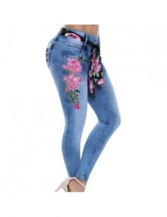 Jeans Plus Size Women Stretch High Waist Skinny Embroidery Jeans Floral Holes Denim Pants Trousers Women Jeans Pencil Pant - ...