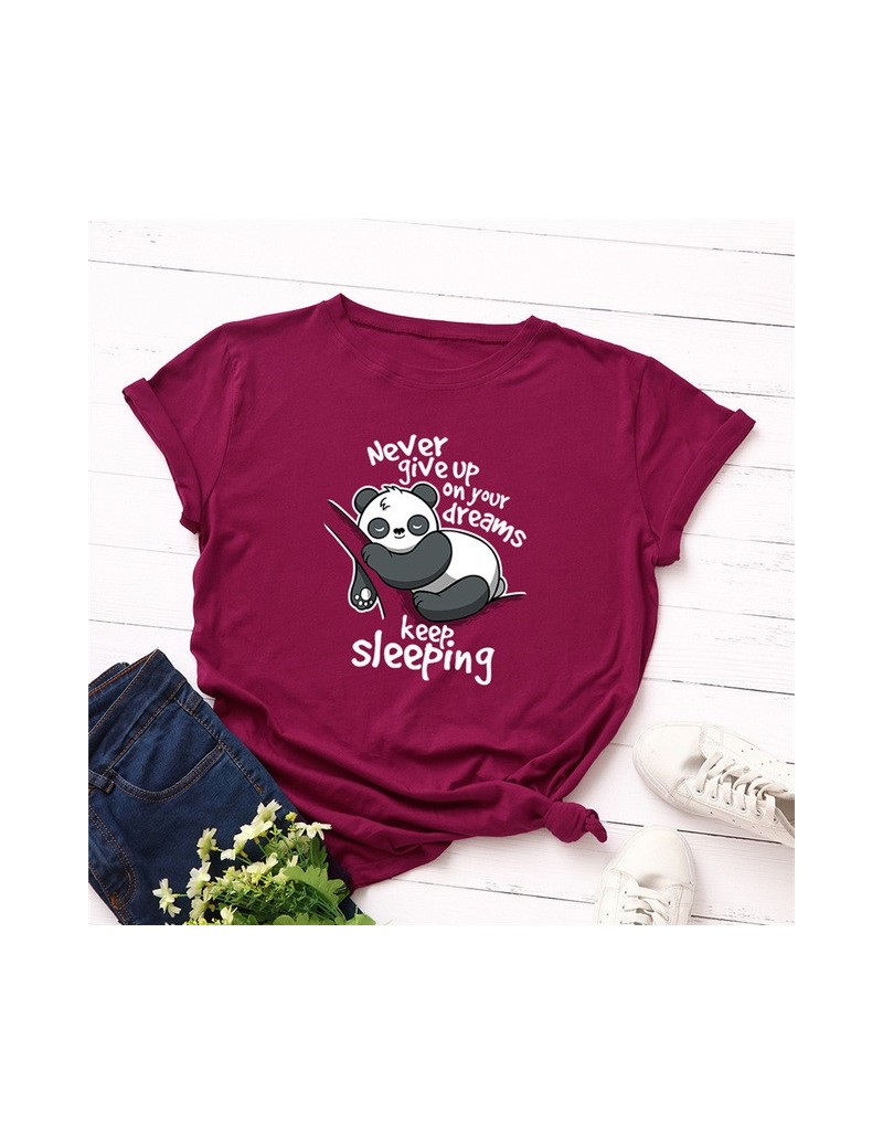 Plus Size S-5XL New Lovely Panda Letter Print T Shirt Women 100% Cotton O Neck Short Sleeve Summer T-Shirt Tops Casual Tshir...