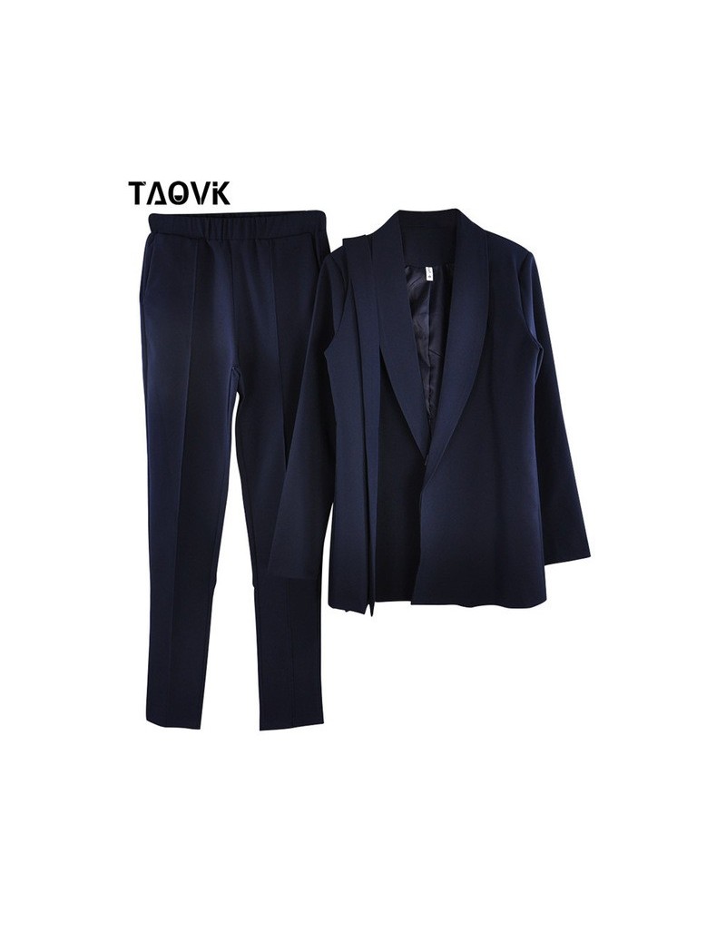 Office Lady Pant Suits Women's Sets Belt Blazer top and pencil pants two piece outfits femme ensemble Pantsuit Spring 2019 -...