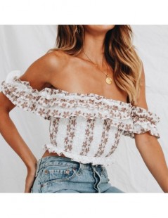 Camis Melegant Ruffles Off Shoulder Camisole Twist Sexy Camis Crop Top Beach Print 2019 Summer New Hot Sale Crop Tops Female ...