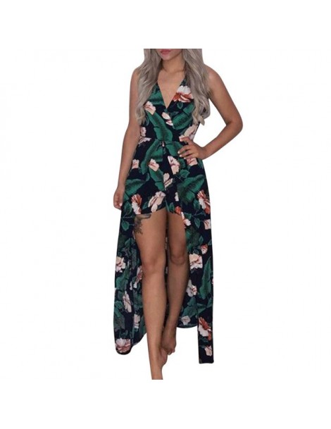 Rompers jumpsuit summer sexy fashion lady print strapless strapless jumpsuit cocktail skirt temperament jumpsuit - Green - 33...