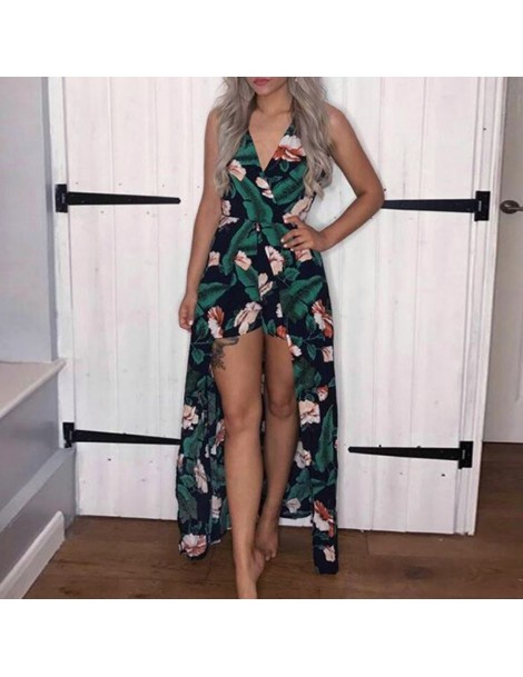 Rompers jumpsuit summer sexy fashion lady print strapless strapless jumpsuit cocktail skirt temperament jumpsuit - Green - 33...