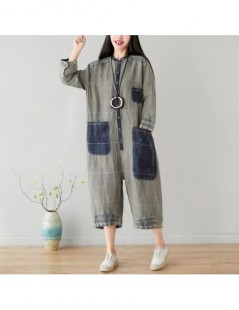 Jumpsuits One-piece Rompers Baggy Cotton Linen Long Sleeve Playsuits hip hop Wide Leg Jumpsuit Casual Loose O-Neck hanging cr...