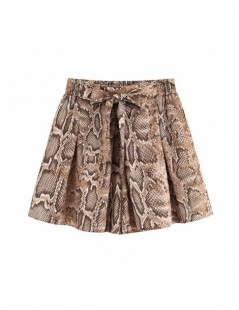 Shorts retro snake pattern bow tie high waist pockets women shorts sashes elastic animal pattern shorts pantalones cortos 201...