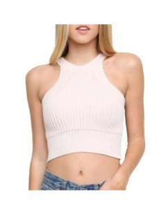 Tank Tops New Womens Halter Cut Away Tight Knit Crop Top Cropped Top Sleeveless Camis Tank Tops Beach Sweater Tops - Pink - 4...