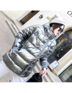 Parkas 2019 Winter Down Jackets Hooded Parka Glossy Silver Cotton Coats Women Large size Loose Long sleeves zipper Warm Outer...
