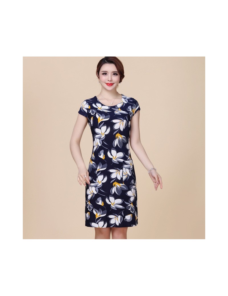 L-5XL 2019 Women Dresses Plus Size Slim Tunic Milk Silk Print Floral Printed Vestido Feminino Loose Casual Dress - 65 - 4238...