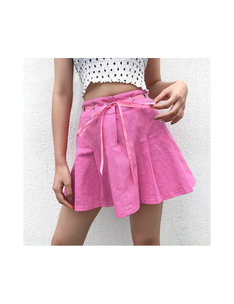 New Summer Women Mini Skirts Fashion Brand A-Line Women Pleated Skirts High Waist Women Pink Short Skirt Faldas Mujer Saias ...