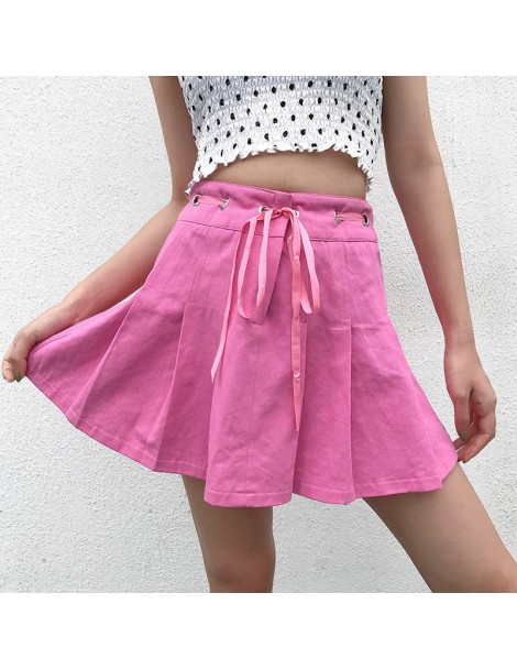 Skirts New Summer Women Mini Skirts Fashion Brand A-Line Women Pleated Skirts High Waist Women Pink Short Skirt Faldas Mujer ...