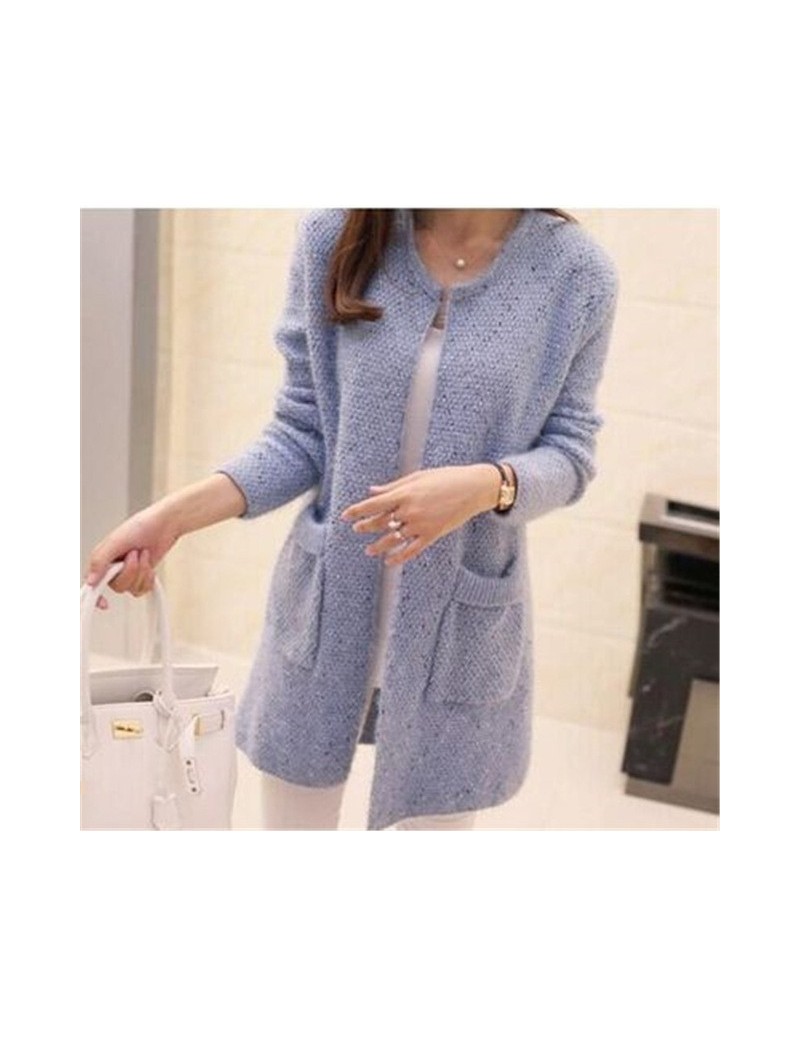 Autumn winter new women's pink sweater in the long sweater was thin mohair Korean sweater coat long sleeve Cardigans sweater...