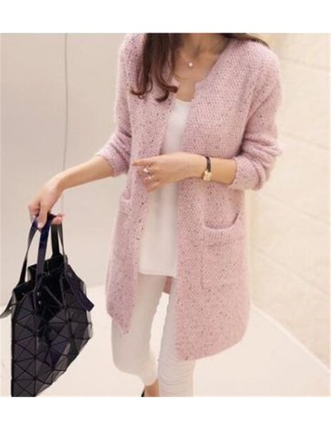 Cardigans Autumn winter new women's pink sweater in the long sweater was thin mohair Korean sweater coat long sleeve Cardigan...