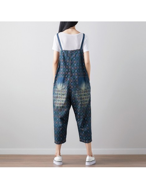 Jumpsuits Denim Jumpsuits Women Print Floral Pockets 2019 Summer New Dark Blue Plus Size Women Clothes Patchwork Jumpsuits - ...